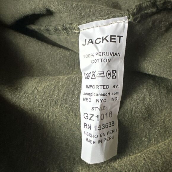 Seaspice Resort Wear Unisex Distressed Olive Green Hoodie Peruvian Cotton Medium - Picture 5 of 5